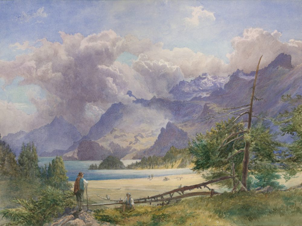 Amberg-Art.com unbekannter Maler Aquarell Silsersee Engadin Schweiz ca. 1877 (c) Joe Amberg