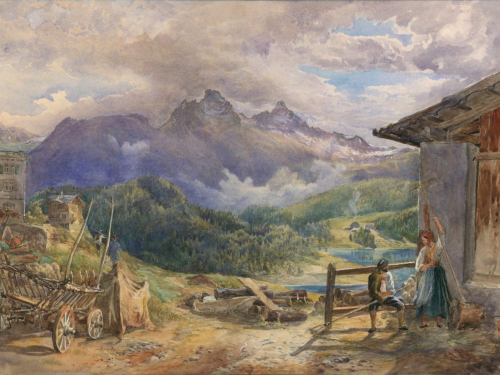Amberg-Art.com unbekannter Maler Aquarell St.Moritz Engadin Schweiz ca. 1877 (c) Joe Amberg